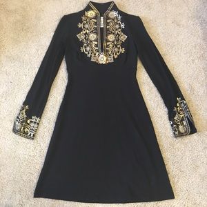 Cache Long-sleeve Gold Details Dress